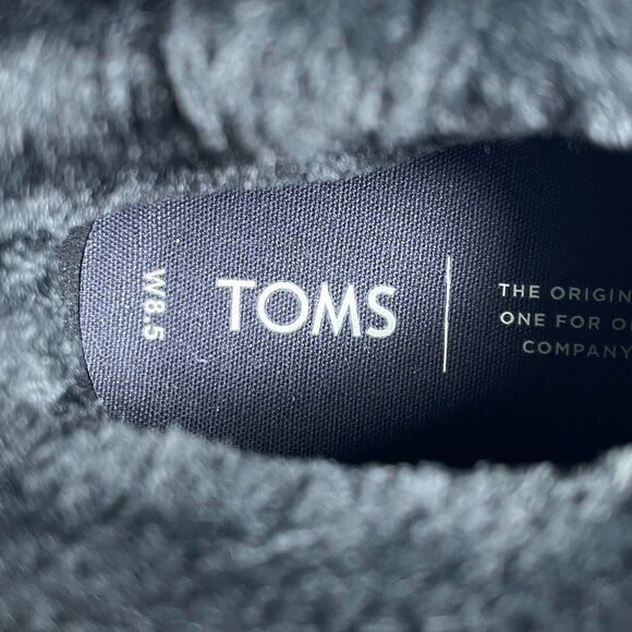 Toms Paxton Womens Size 8.5 Shoes Black Croc Embossed Leather Faux Fur Sneaker - Picture 10 of 13